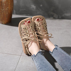 Strappy Sandals Peep Toe Retro