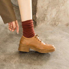 Brogue Oxfords & Tie Shoes Normal Fit Mid Heel Brown/Black