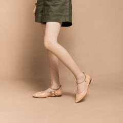 Sheepskin Point Toe Ballet Flats Apricot/Pink/Black/Red