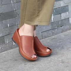 Genuine Wedge Sandals Peep Toe Slingbacks