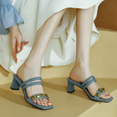 Sheepskin Rivet 55mm Kitty Heel Gladiator Sandals