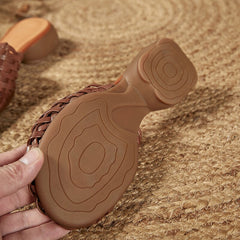 Woven Slippers Block Heel Mules Summer Slippers
