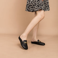 Retro Chain buckle-Detailed Loafer Mules Backless Loafers