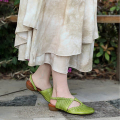 Genuine Block Heel Slippers Round Toe Mules