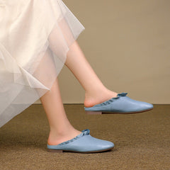 Women's Slippers Loafers Sandals Round Toe Lightweight Flat Shoes Rose red/Khaki/Off white/Black/Orange/Blue