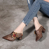 Retro Mules Summer Slippers with Flowers