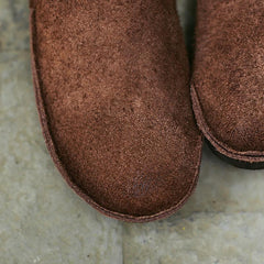 Handgemachte Retro Pantoletten Hausschuhe Runde Zehen Mori Girl Flache lässige Sommer Halbschuhe Kaffee/Rot/Apricot/Schwarz