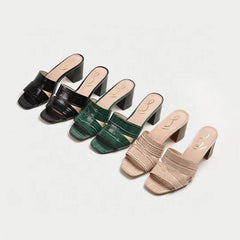 Sheepskin Mid Heel Summer Slippers