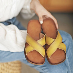 Cross Strap Slide Sandals Flat Slippers
