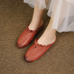 Women's Slippers Loafers Sandals Round Toe Lightweight Flat Shoes Rose red/Khaki/Off white/Black/Orange/Blue