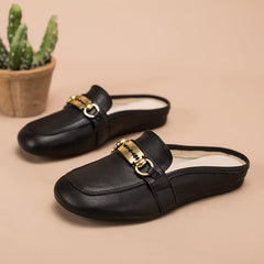 Retro Chain buckle-Detailed Loafer Mules Backless Loafers