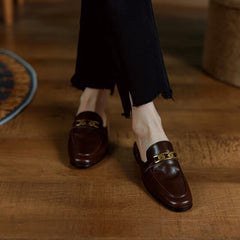 Retro Chain buckle-Detailed Loafer Mules Backless Loafers