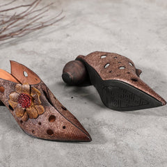 Retro Mules Summer Slippers with Flowers