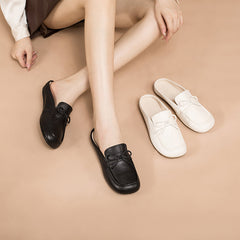 Retro Bowknot-Detailed Loafer Mules Backless Loafers