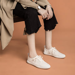 Handgemachte weiche weiße Schuhe Schnürschuhe Sneakers Designer-Schuhe Schwarz/Weiß