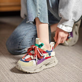 Platform Sneakers Low-top Lace Up Contrast Color
