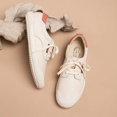 Handgemachte weiche weiße Schuhe Schnürschuhe Sneakers Designer Schuhe Rot/Grün