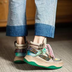 Plateau Sneaker High-Top Schnürer Kontrastfarbe