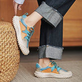 Platform Sneakers Tire-sole Low-top Lace Up Contrast Color