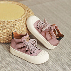 Perforierte Plateau-Sneakers High-Top zum Schnüren