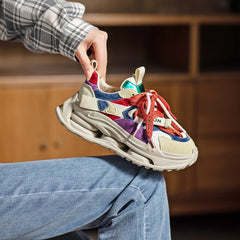 Plateau-Sneaker Low-Top Schnürer Kontrastfarbe