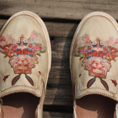 Zapatillas bajas de moda hechas a mano con diseño de princesa pintada a mano