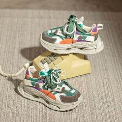 Plateau-Sneaker Low-Top Schnürer Kontrastfarbe