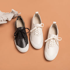 Handgemachte weiche weiße Schuhe Schnürschuhe Sneakers Designer-Schuhe Schwarz/Weiß