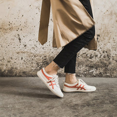 Handgemachte weiche weiße Schuhe Schnürschuhe Sneakers Designer-Schuhe Rot/Grün