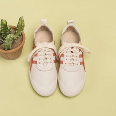 Handgemachte weiche weiße Schuhe Schnürschuhe Sneakers Designer-Schuhe Rot/Grün