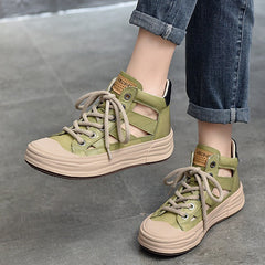 Rubber Toecap Sneakers High-top Lace Up