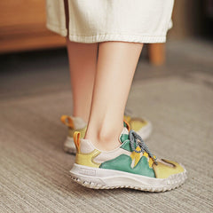 Plateau-Sneakers Reifensohle Low-Top Schnürschuh Kontrastfarbe