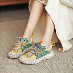 Plateau-Sneakers Reifensohle Low-Top Schnürschuh Kontrastfarbe