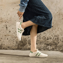 Handgemachte weiche weiße Schuhe Schnürschuhe Sneakers Designer Schuhe Gelb/Grün/Schwarz