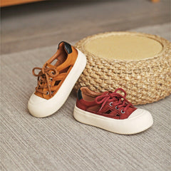 Perforierte Plateau-Sneakers Low-Top zum Schnüren