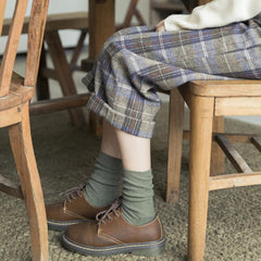 Retro-Baumwollstrümpfe, reine Farbe, Mori-Girl-Socken, lockere Wadenlänge, für Herbst/Winter, 14 Farben