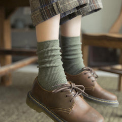 Retro-Baumwollstrümpfe, reine Farbe, Mori-Girl-Socken, lockere Wadenlänge, für Herbst/Winter, 14 Farben