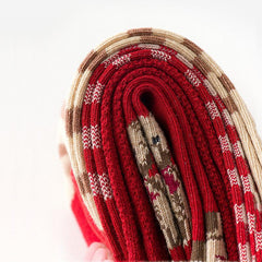 Roter Bär Retro Baumwollstrümpfe Wadenlang Weihnachtsgeschenke Serie 6 Paar