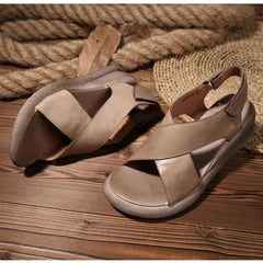 Handgefertigte Retro Magic Stick Plateausandalen mit offener Spitze