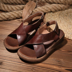 Handgefertigte Retro Magic Stick Plateausandalen mit offener Spitze