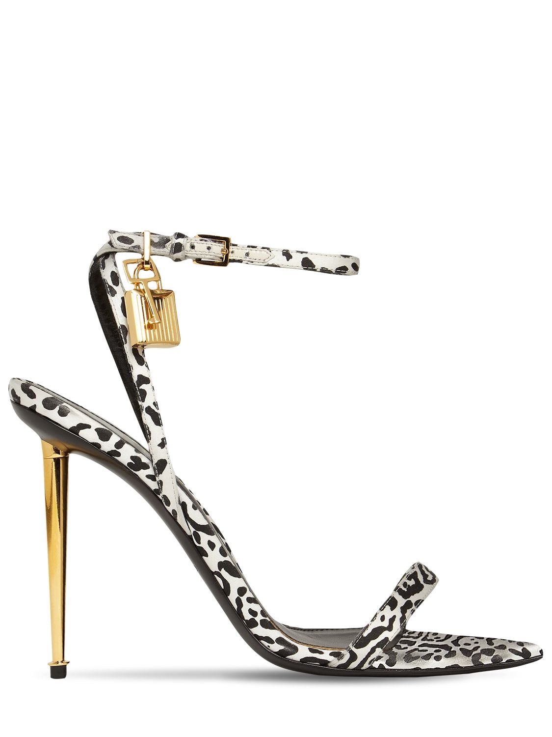 Narrow Strap Metal Ankle Sandals - Black