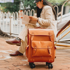 Retro Handmade Leather Trolley Case