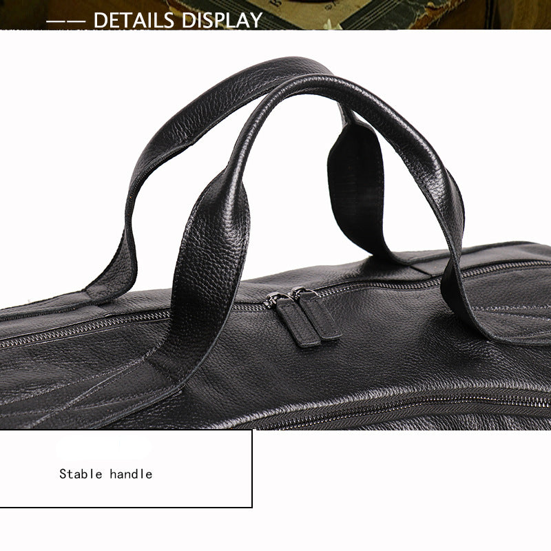 Black Leather Traveling Duffle Bag