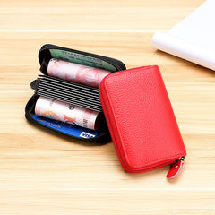 Fashion Cowhide Leather RFID Card Holder Case