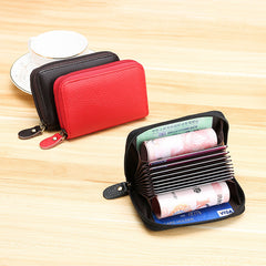 Fashion Cowhide Leather RFID Card Holder Case