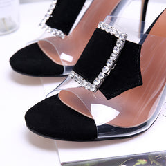 Transparent Metal Buckle Stiletto High Heel Sandals