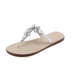 Flat Flip Flops With Rhinestones