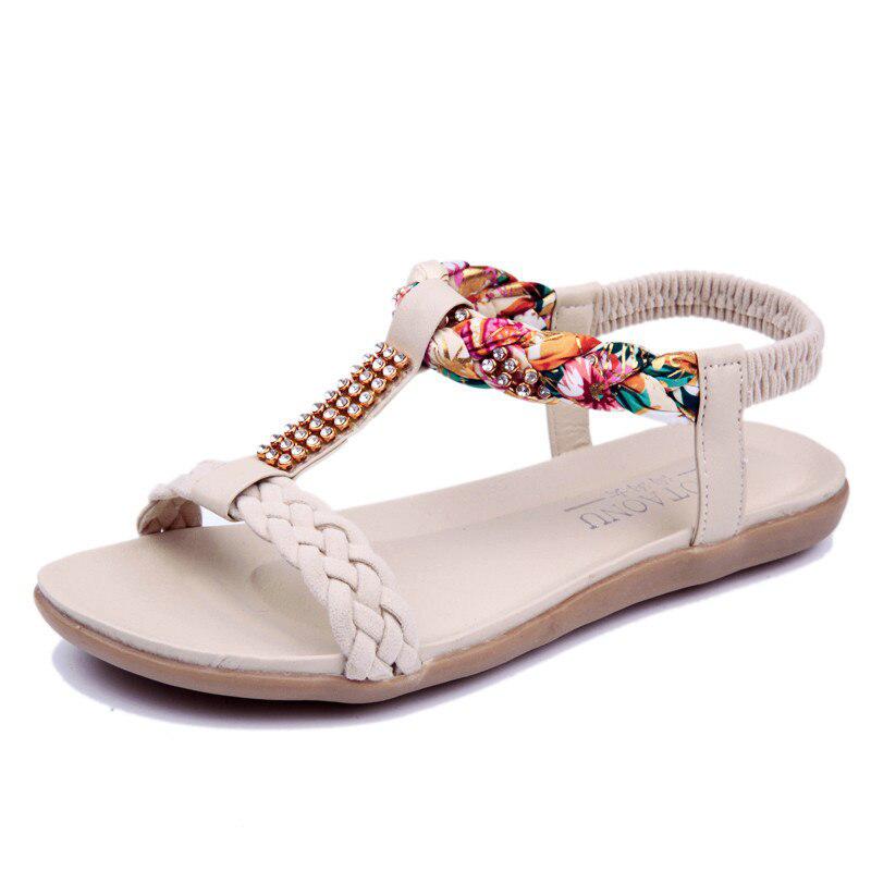 Beach Sandals With Rhinestones