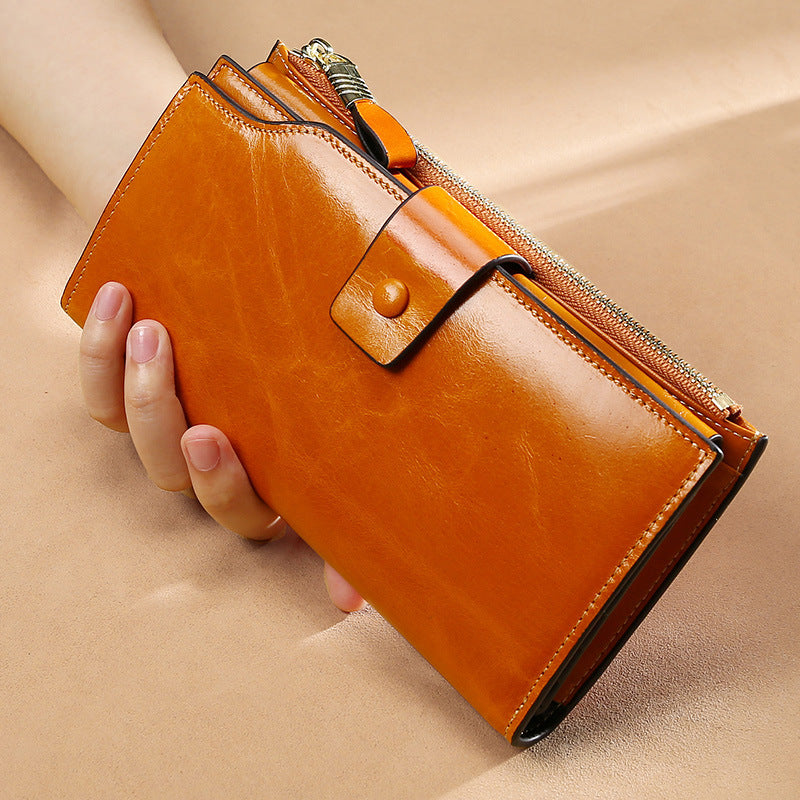 RFID Long leather wallet