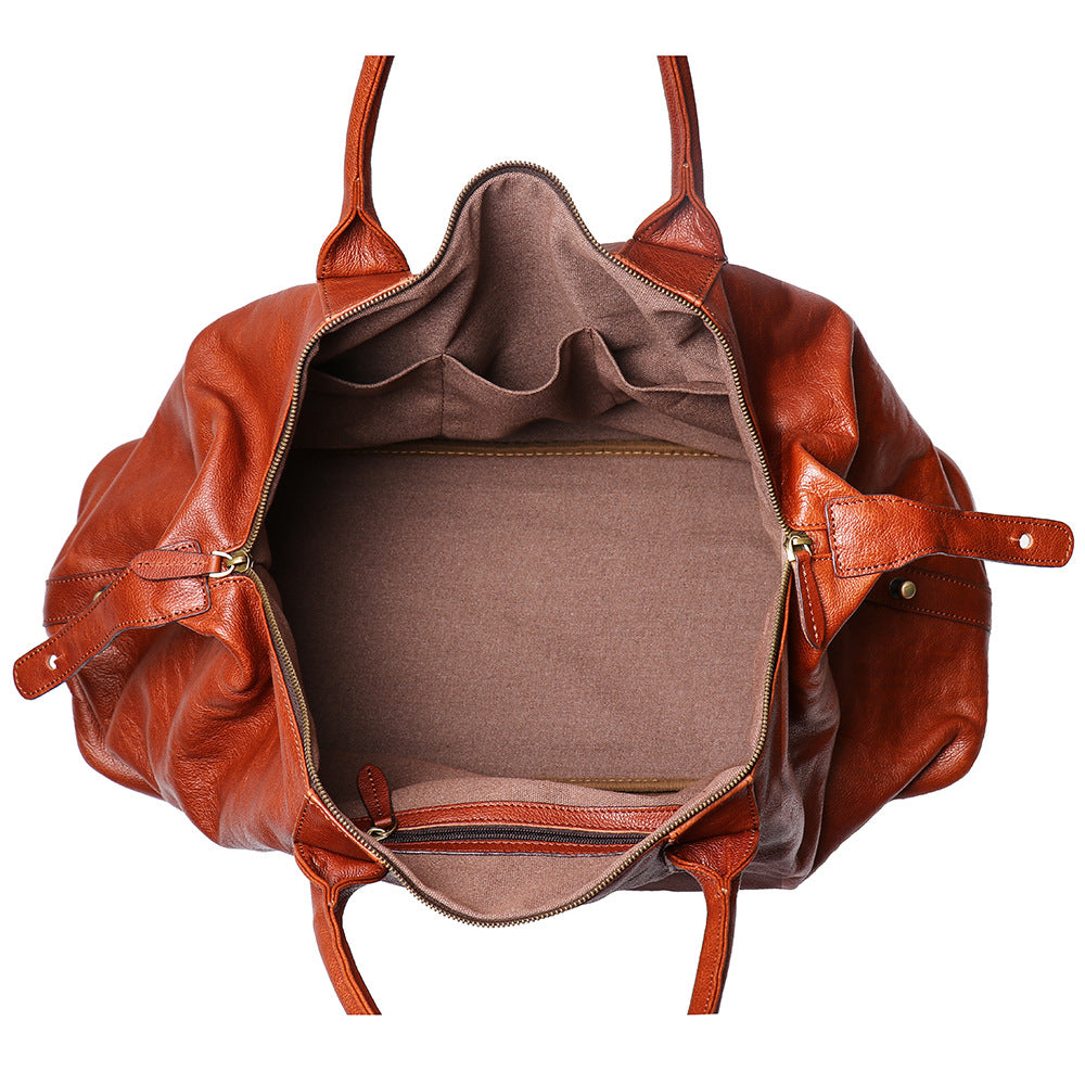 Bolso de viaje de cuero de gran capacidad hecho a mano para hombre